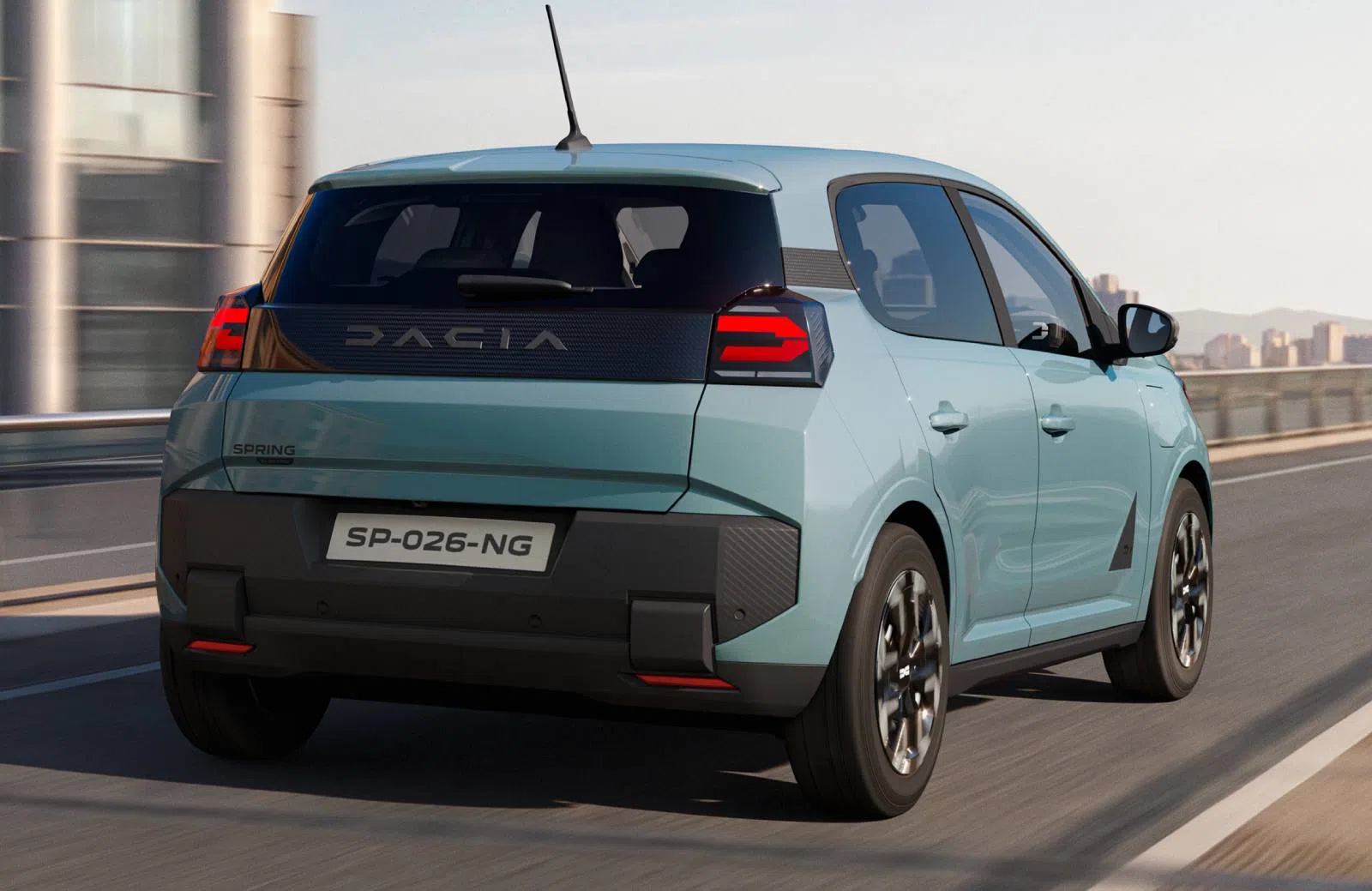 Dacia Spring achter